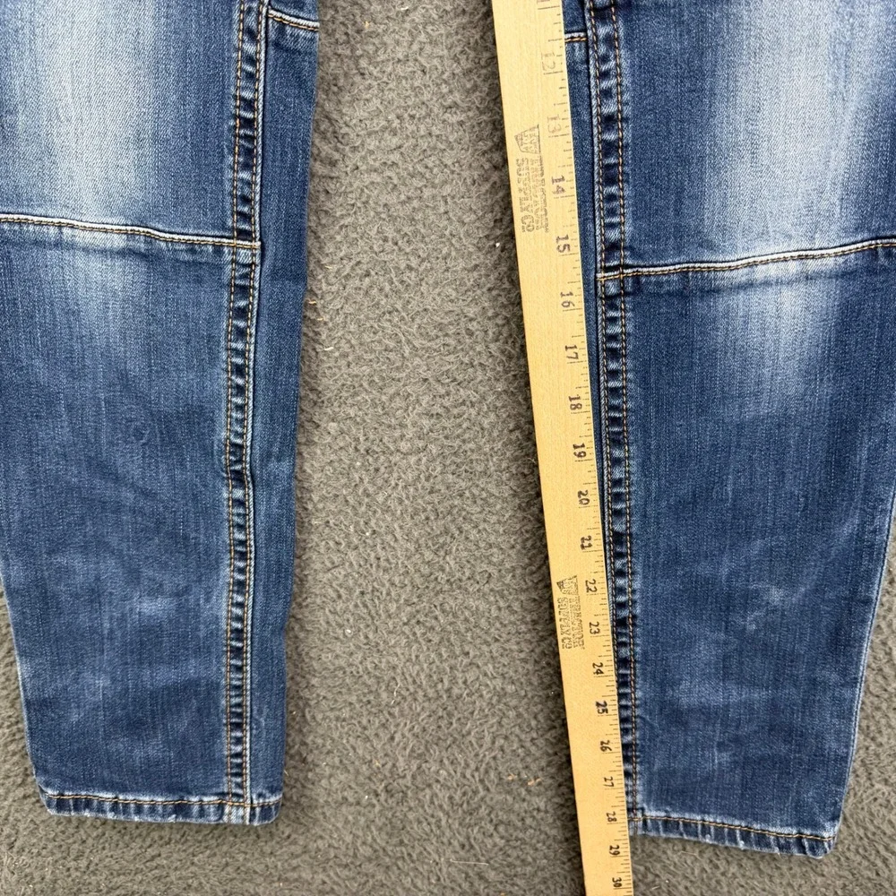 Grace in LA Womens Moto Skinny Jeans Blue Distressed Biker Denim Size 31 EB51381